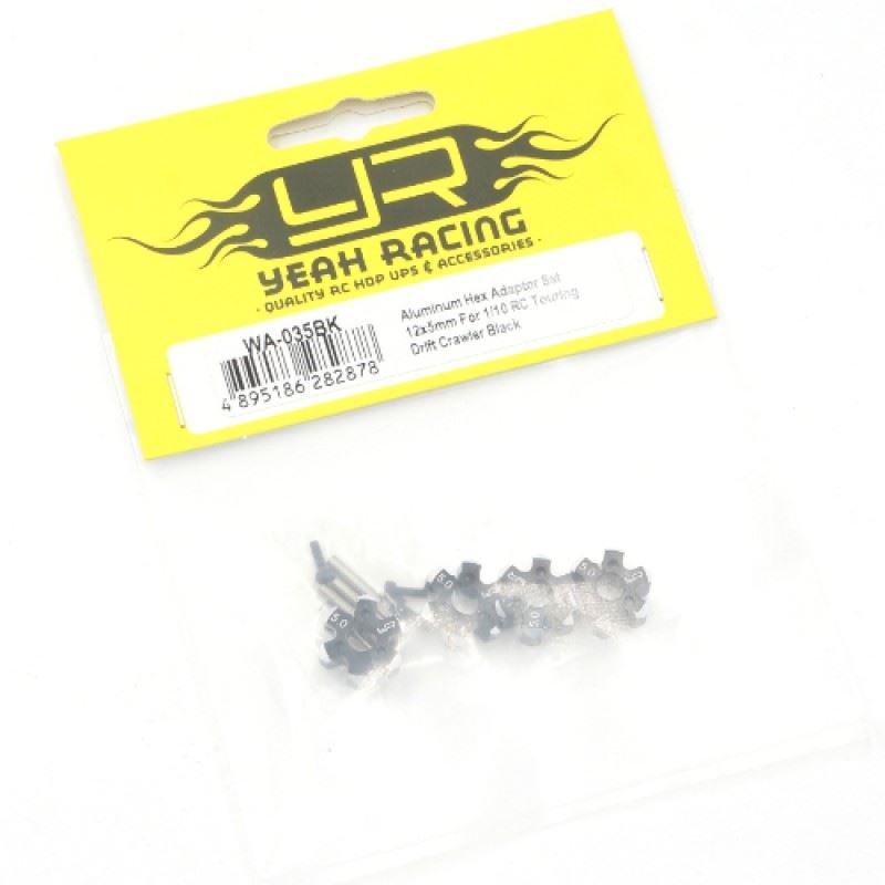 Yeah Racing Aluminum Hex Adaptor Set 12x5mm For 1/10 RC Touring Drift Crawler Black