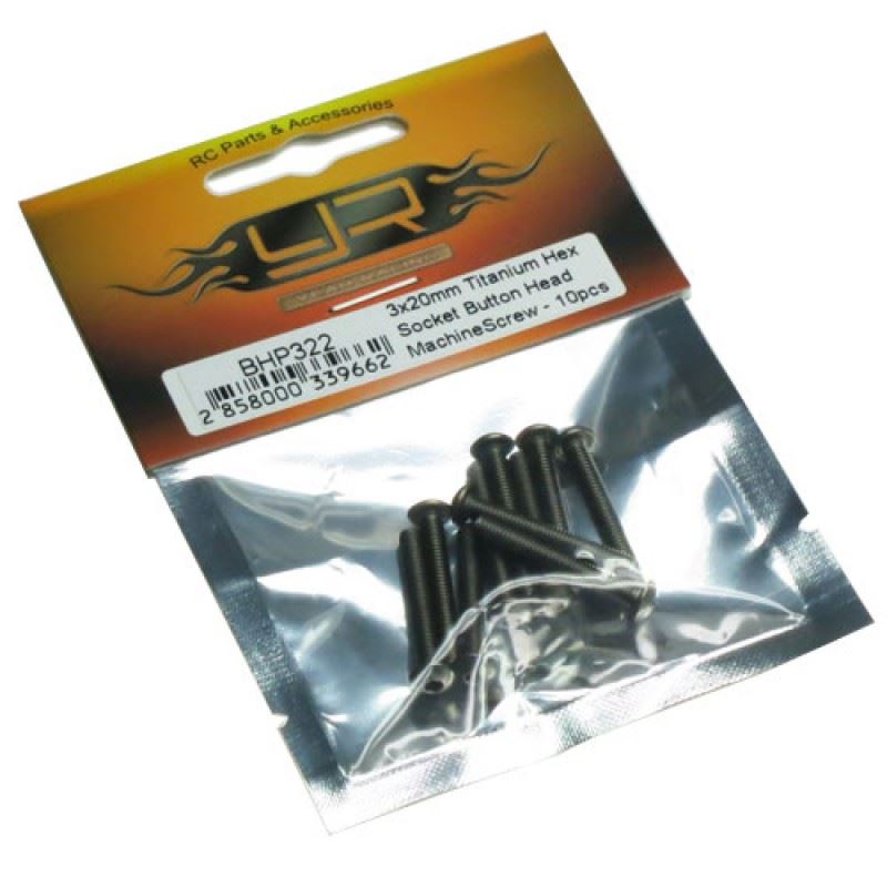 Yeah Racing Titanium Hex Socket Button Head Screws M3 x 22mm 10pcs