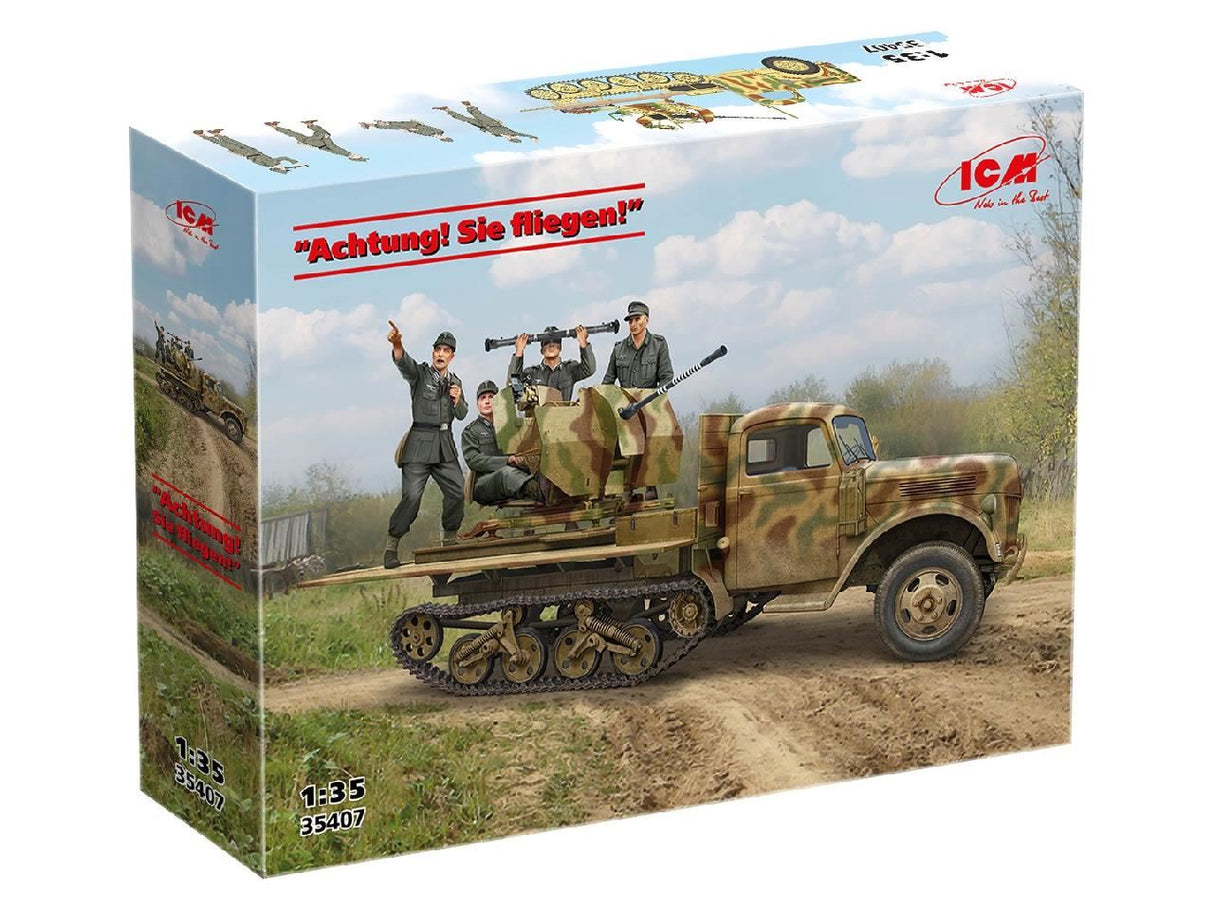 Icm Inachtung! Sie Fliegen!In Sd.Kfz.3B With 2 Cm Flak 38 And 4 Crew Figures