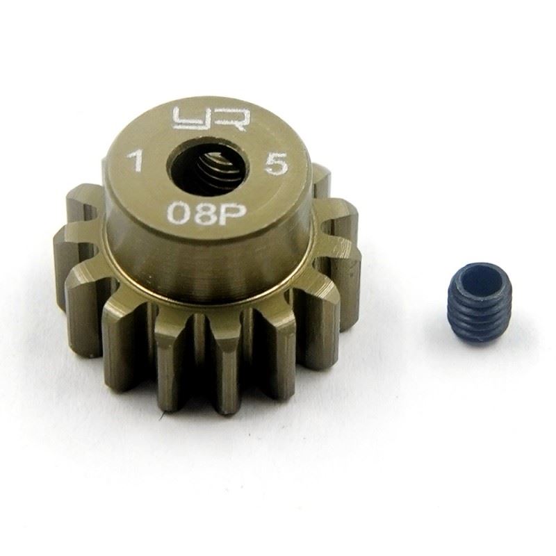 Yeah Racing Aluminum 7075 Hard Coated Motor Pinions 0.8M 15T For Tamiya Car