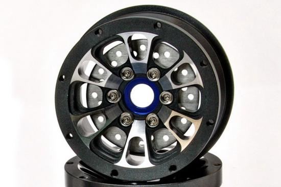 HOBAO DC-1 CNC ALUM. BEADLOCK 1.9" 6-SPOKE WHEELS BLACK (2)