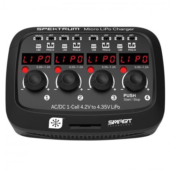 Spektrum Smart Micro 4 port AC/DC 1S LiPo Charger (SPMXC1040I)