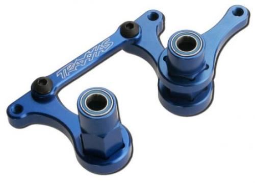 TRAXXAS Steering bellcranks, drag link (blue-anodised T6 aluminium)/