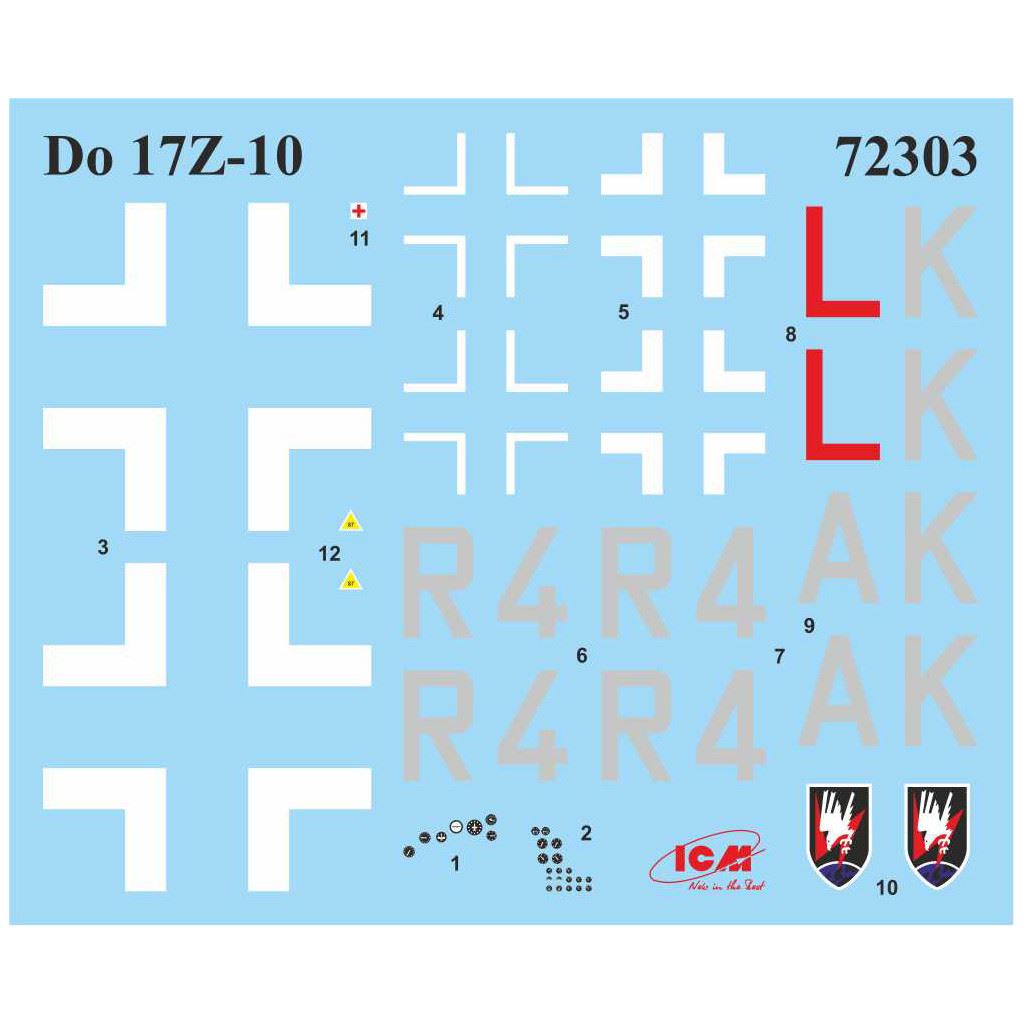 Icm Set Of 3 Luftwaffe Night Fighters (Bf 109E-4, Do 172-10 Kauz Ii, Fw 189A-1)