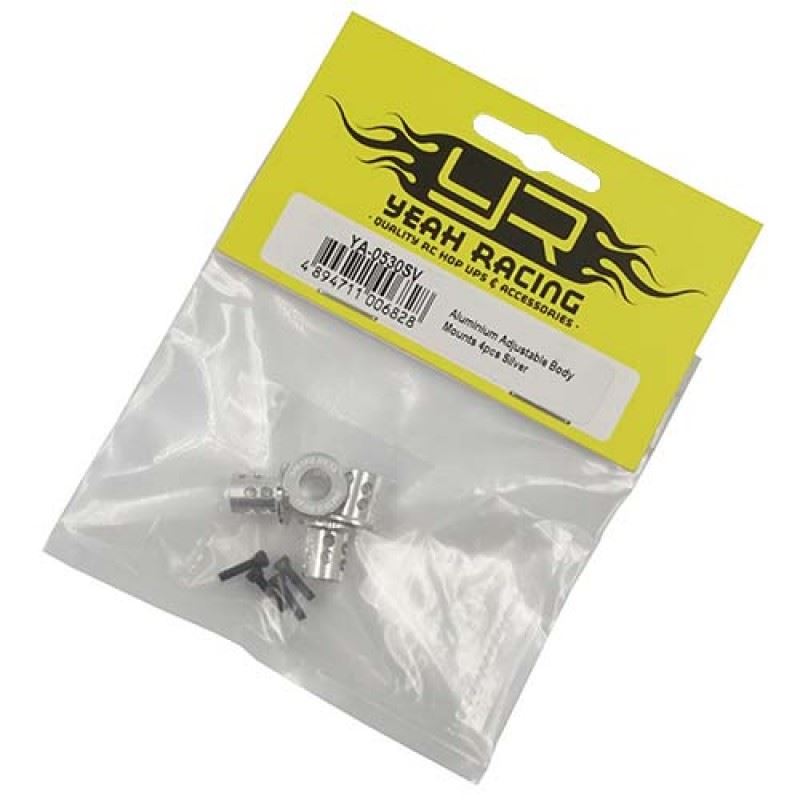 Yeah Racing Aluminium Adjustable Body Mounts 4pcs Silver