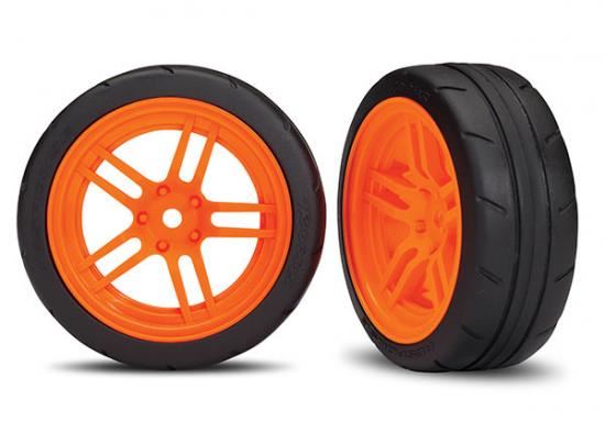 TRAXXAS Tires & wheels (split-spoke Orange/1.9' Response) Fr (2) (VX