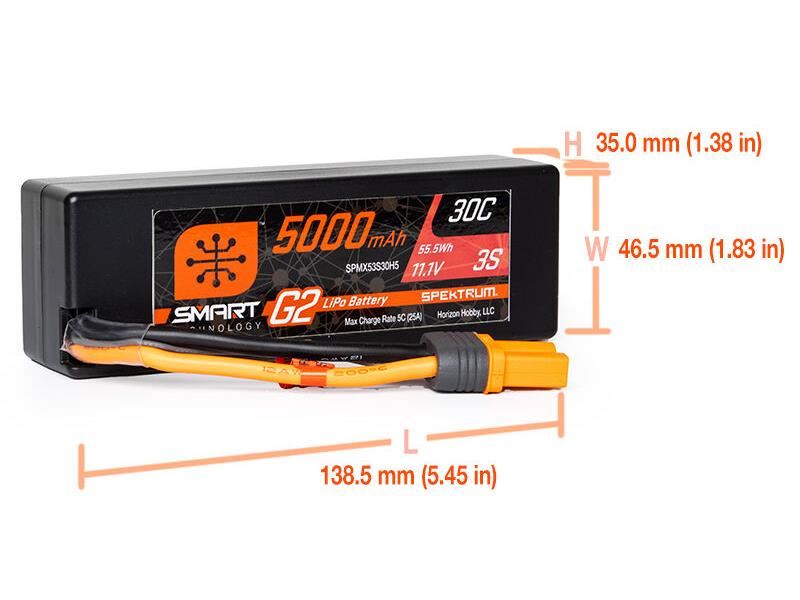 Spektrum 5000mAh 3S 11.1V SMART G2 30C IC5 -