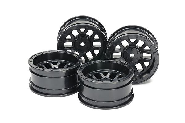 Tamiya CC-02 12 Spoke Wheel 26mm +6 Black (4)