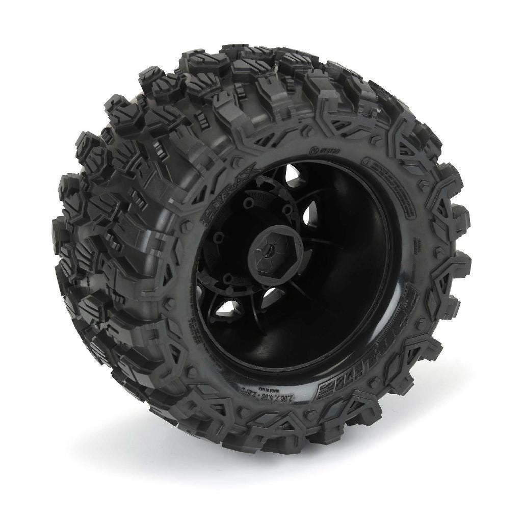 Proline 1/10 Hyrax Front/Rear 2.8In Mt Tires Mounted 12mm Blk Raid (2