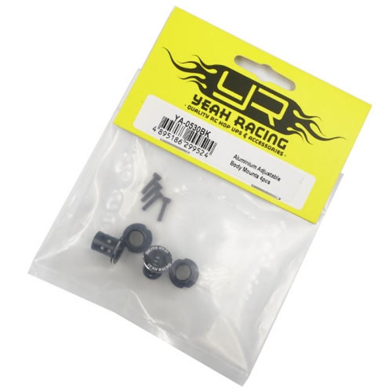 Yeah Racing Aluminium Adjustable Body Mounts 4pcs Black
