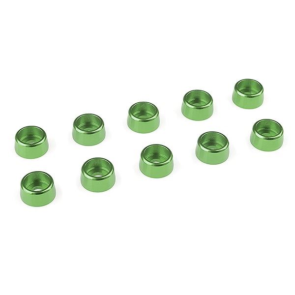 Corally Aluminium Washer For M3 Socket Head Screws Od=8mm Green 10Pcs