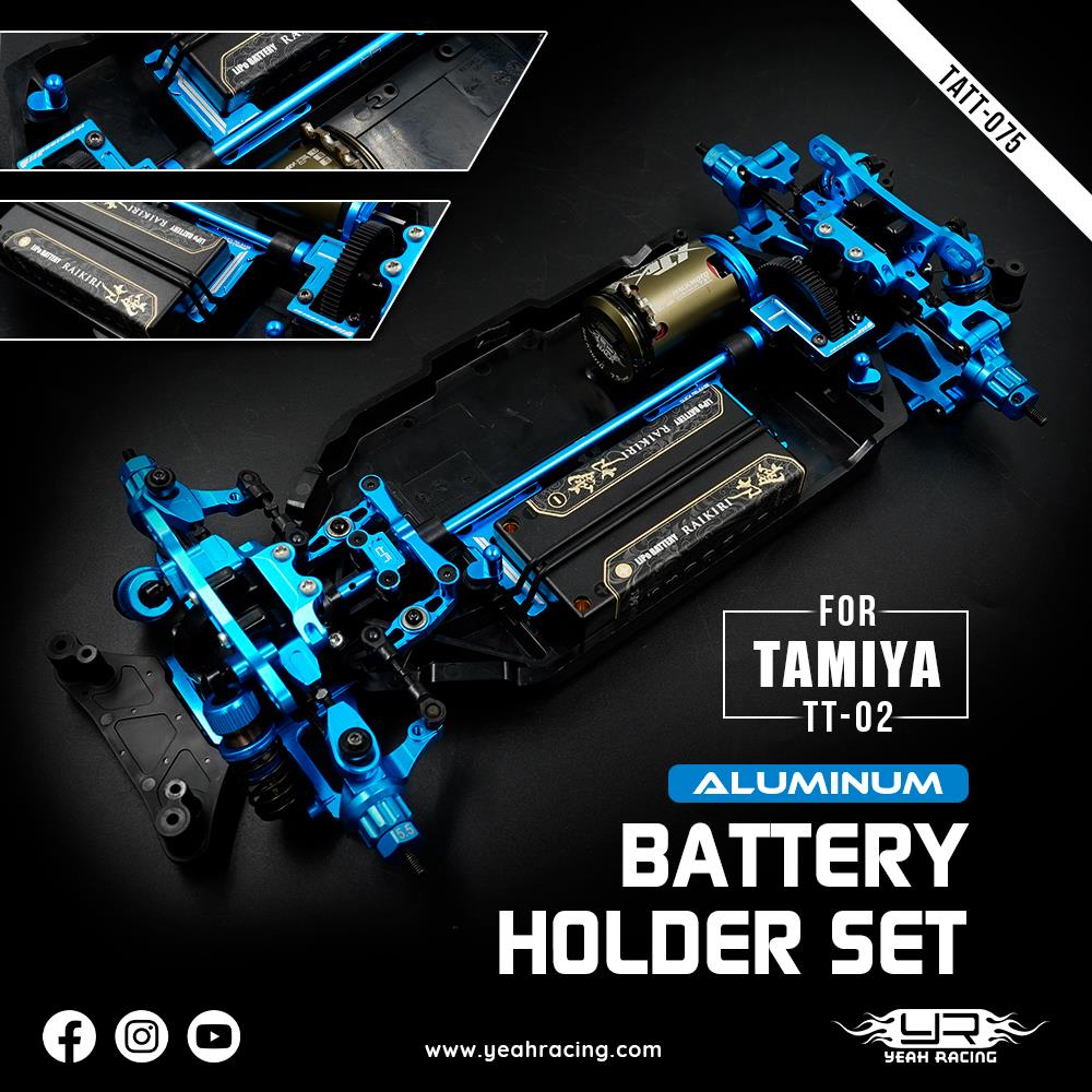 Yeah Racing Aluminum Short Battery Holder Set for Tamiya TT02 Series