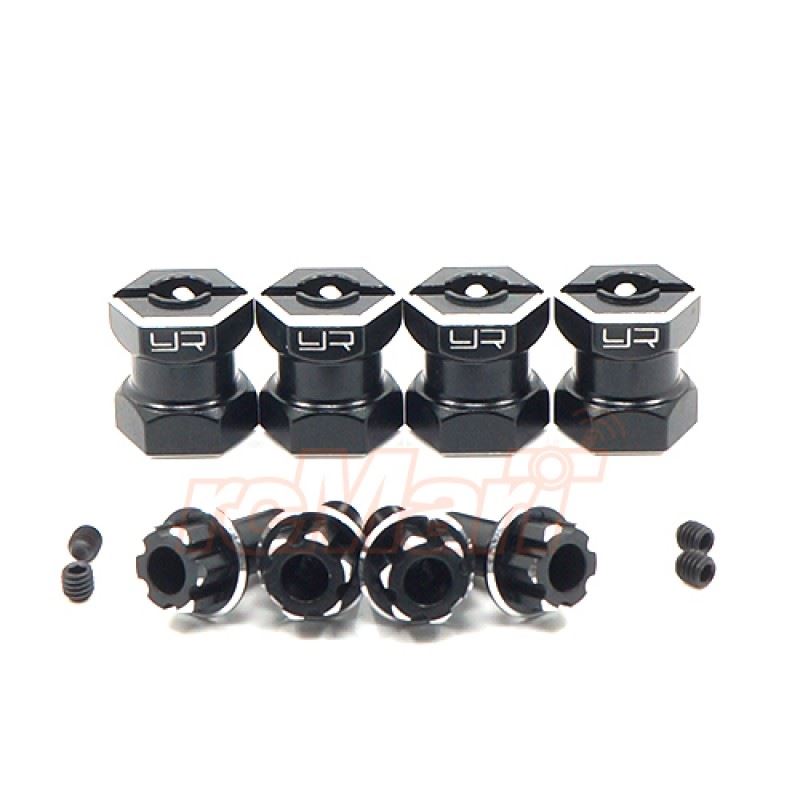Yeah Racing Aluminum Hex Adaptor 15mm Offset For 12mm Hex Wheels Black 4pcs