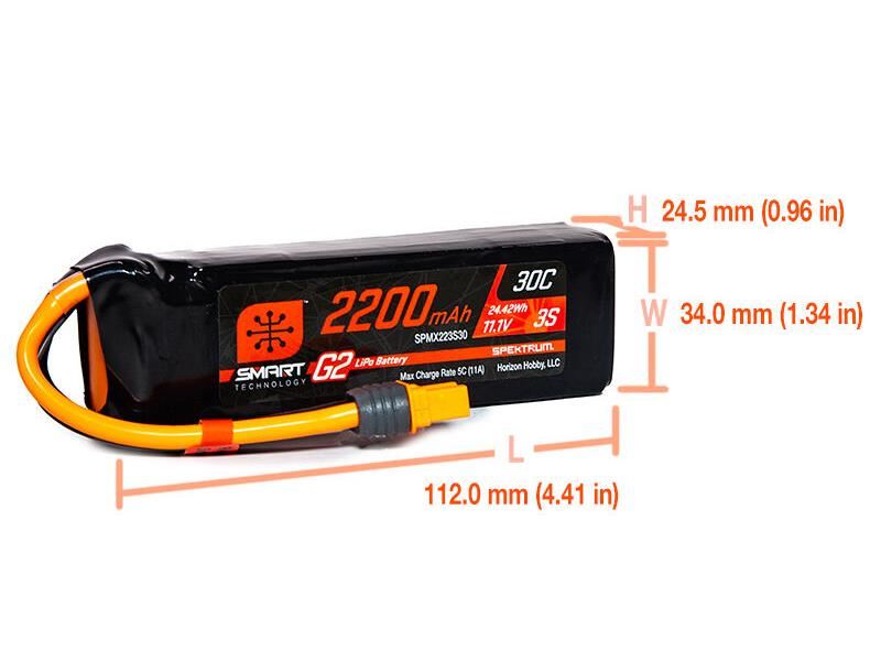 Spektrum 2200mAh 3S 11.1V SMART G2 30C IC3 -