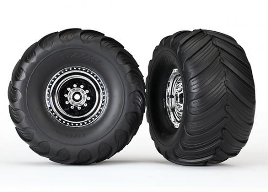 Traxxas Tires & Wheels, Assembled (Chrome, Terra Groove Dual Profile
