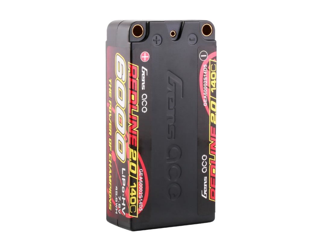 Gens Ace Li-Po HV Car Hard Case 2S2P 7.6V 6000mAh 140C RL2 Short 5mm