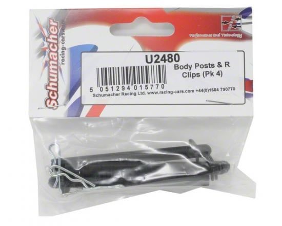 Schumacher Body Posts & R Clips (pk 4)