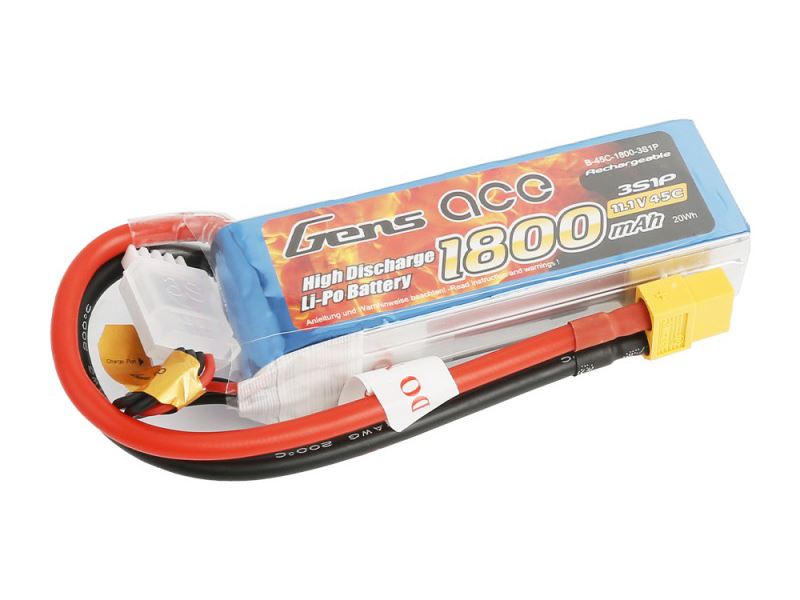 Gens Ace Li-Po 3S 7.4V 1800mAh 45C with XT60