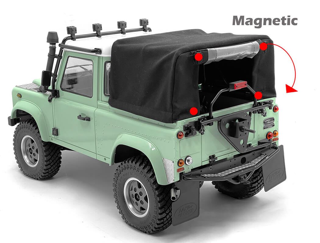 RC4WD STEEL TUBE BED CAGE W/ SOFT TOP FOR RC4WD GELANDE II 2015 LAND ROVER DEFENDER D90 (PICK-UP) (B