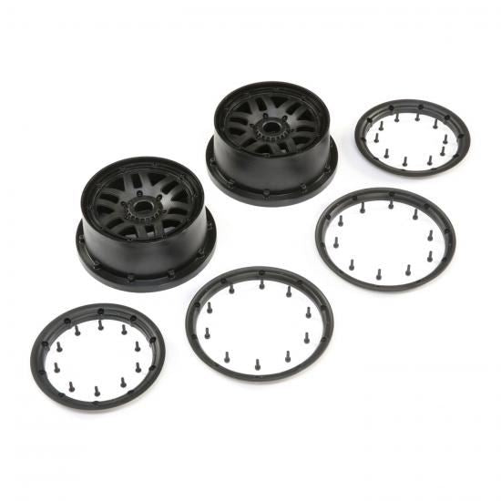 Losi Wheel & Beadlock Set, Black (2): 5ive-T 2.0 (Losi45025)