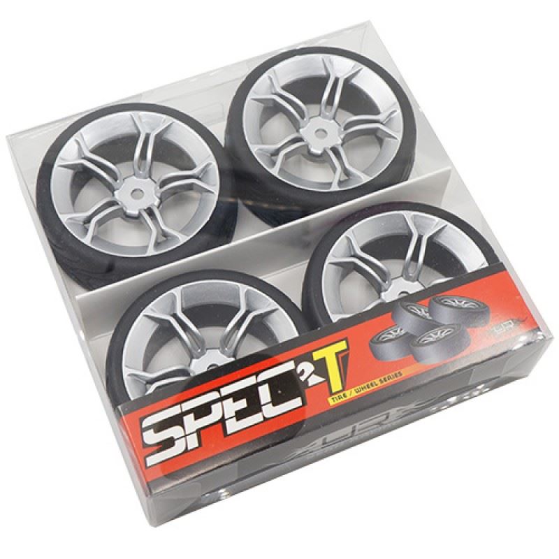Yeah Racing Spec T MS Wheel Offset 3 Silver w/Tire 4pcs For 1/10 Touring