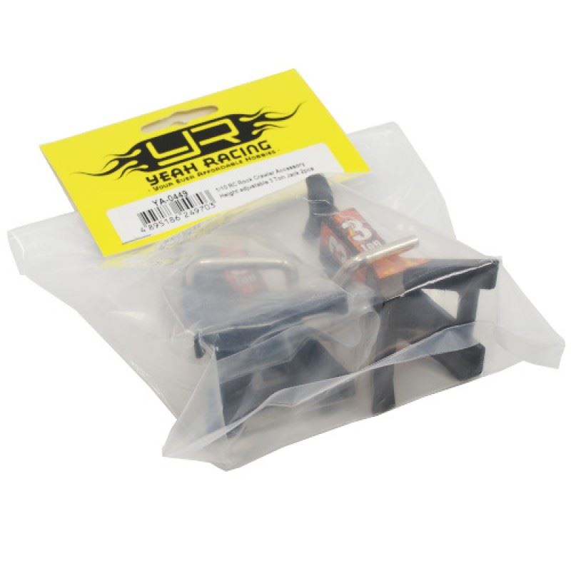Yeah Racing 1/10 RC Rock Crawler Accessory Height Adjustable 3 Ton Jack Black 2pcs