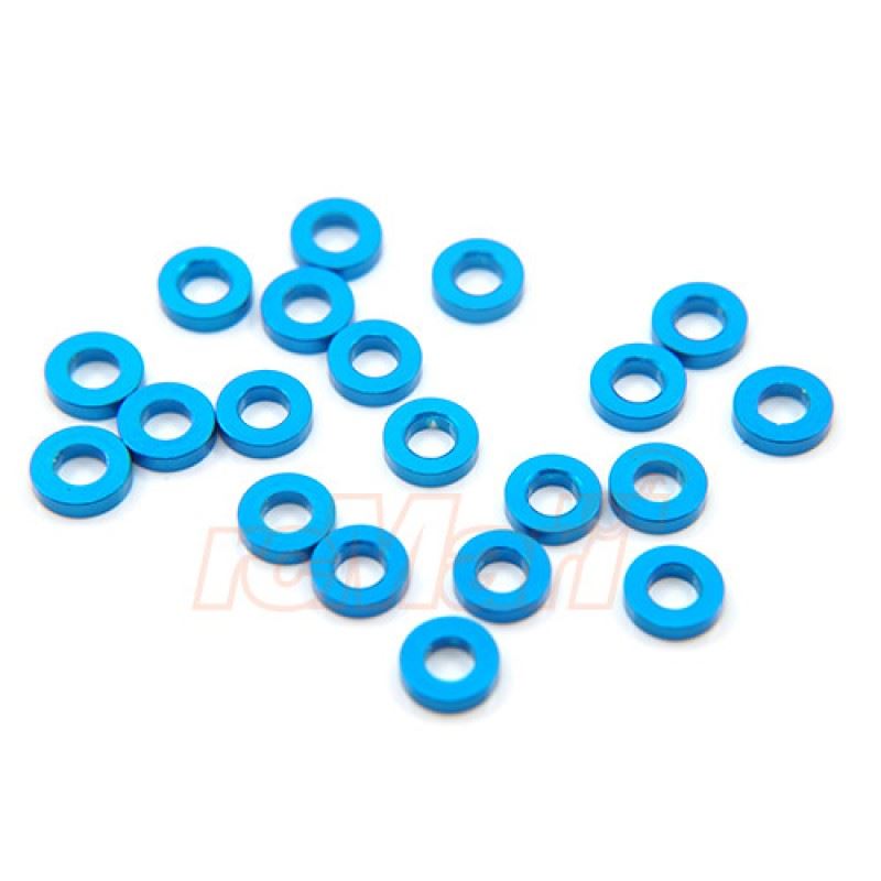 Yeah Racing Aluminum M3 Flat Washer 1.5mm 20pcs Blue
