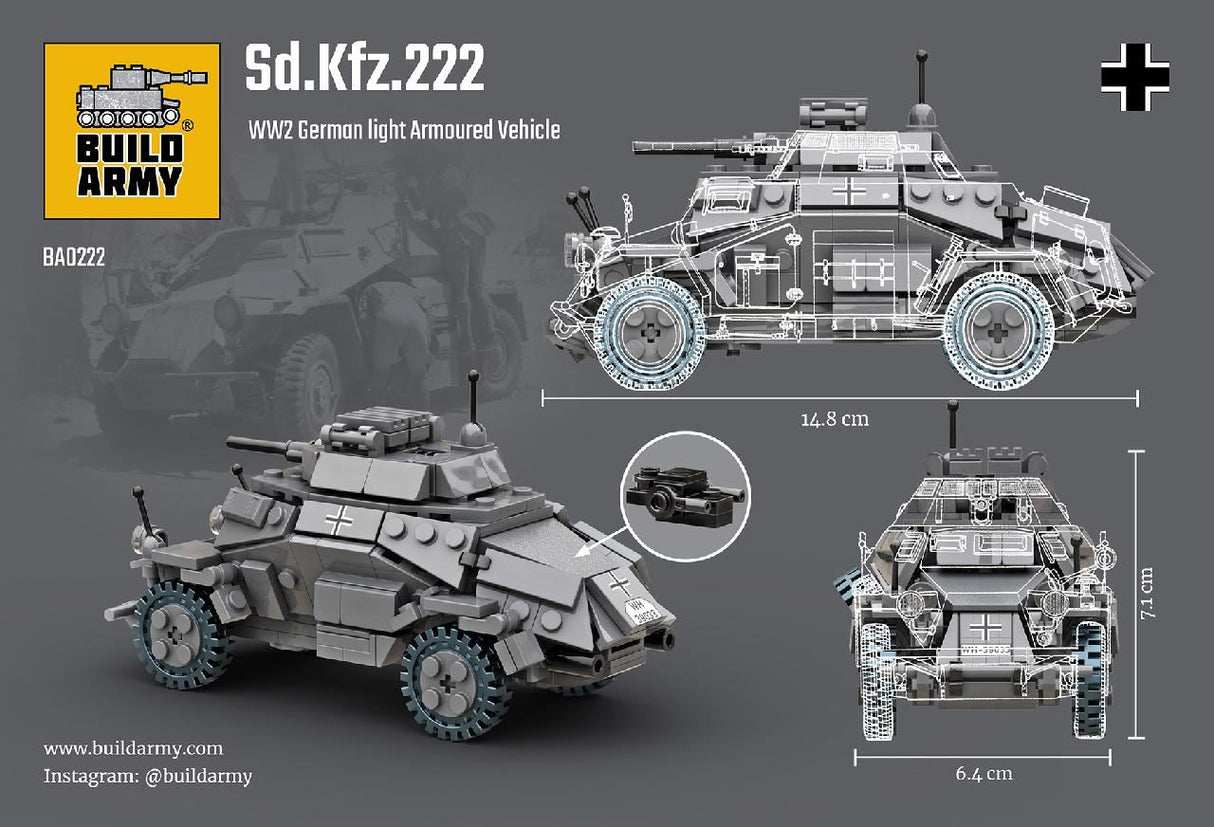 Build Army Sd. Kfz. 222 Armoured Vehicle