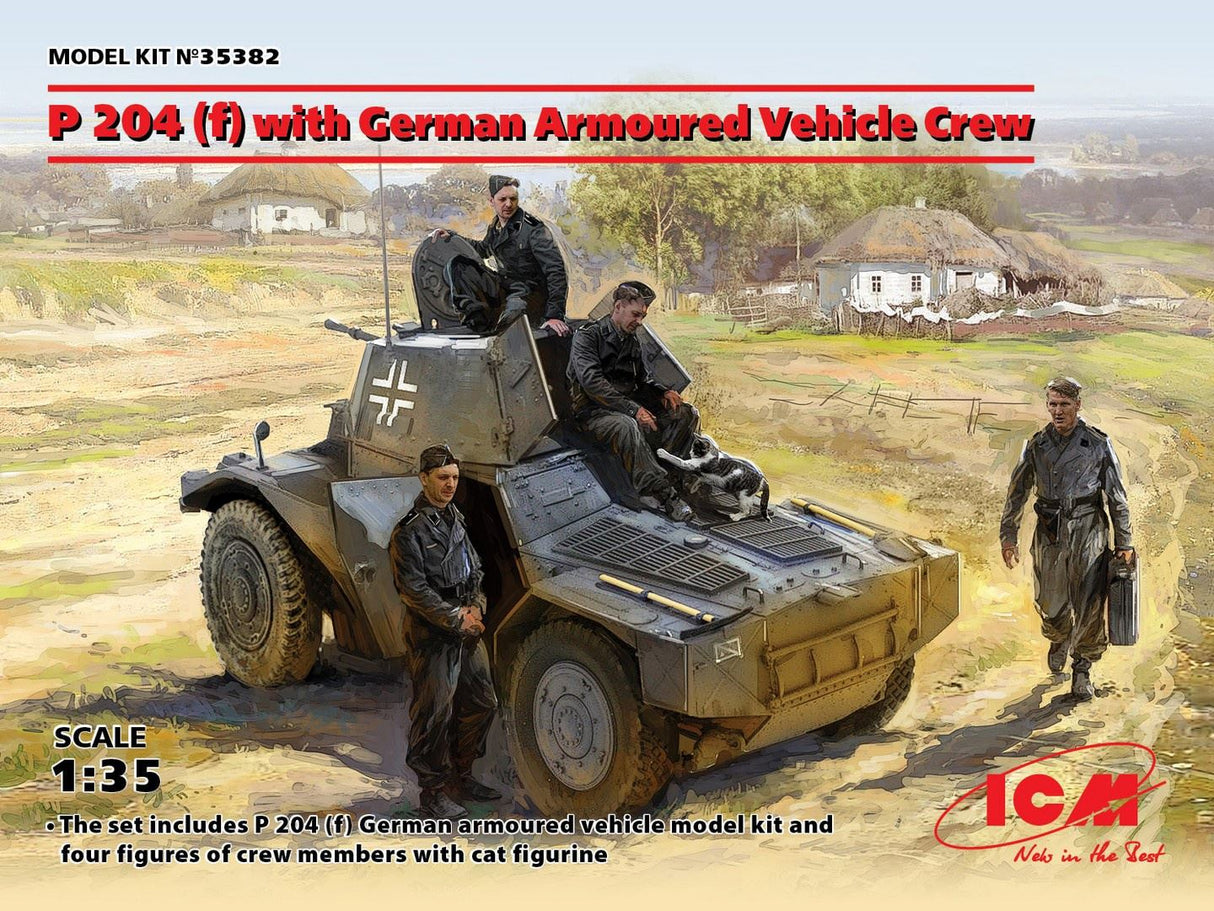 Icm P 204 (F) German Armoured Vehicle With 4 Crew Figures & Cat