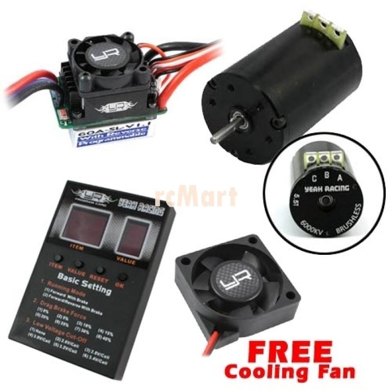 Yeah Racing Falsonic Competition Brushless Esc Motor Set + Free Tornado Cooling Fan