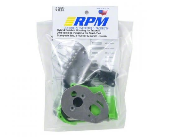 RPM TRAXXAS 2WD HYBRID GEARBOX HOUSING AND REAR MOUNTS GREEN