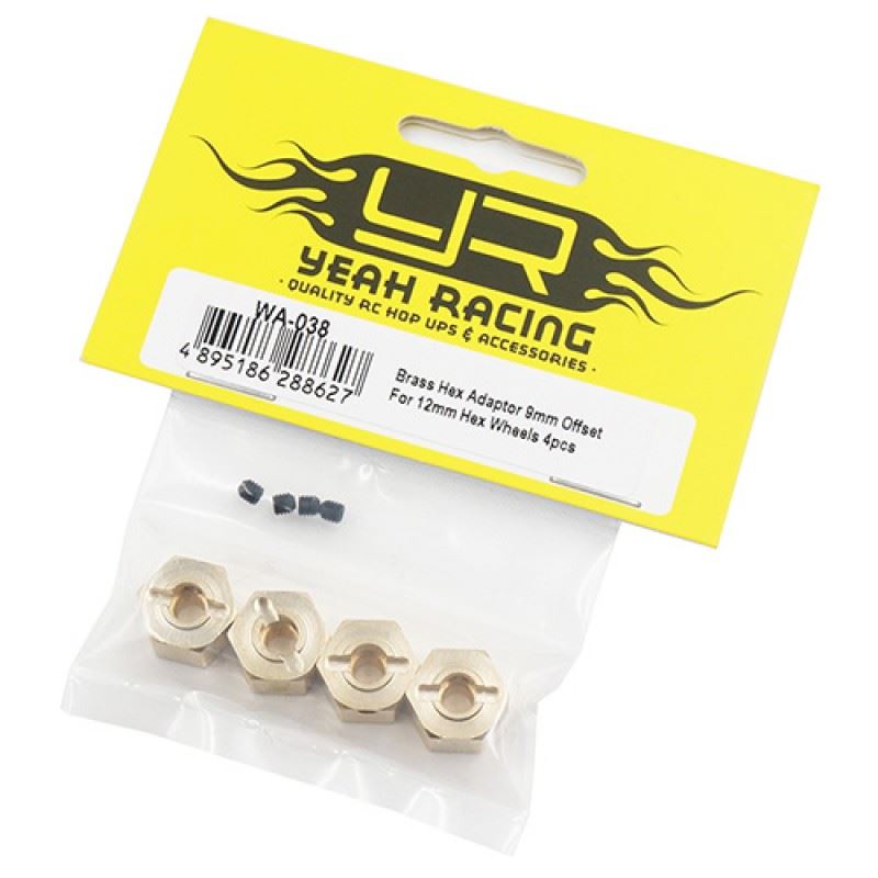 Yeah Racing Brass Hex Adaptor 9mm Offset 7.8g each For 12mm Hex Wheels 4pcs