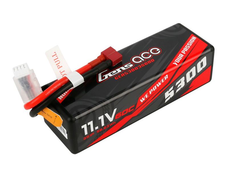 Gens Ace Li-Po Car Hard Case 3S 11.1V 5300mAh 60C Bashing with T-Type