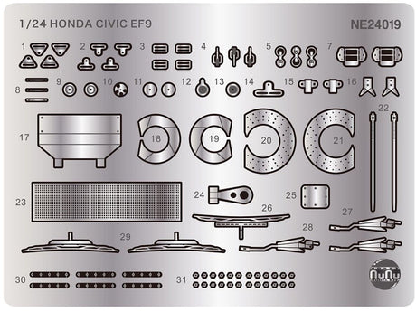 NuNu Etching Details Parts Honda Civic Ef9