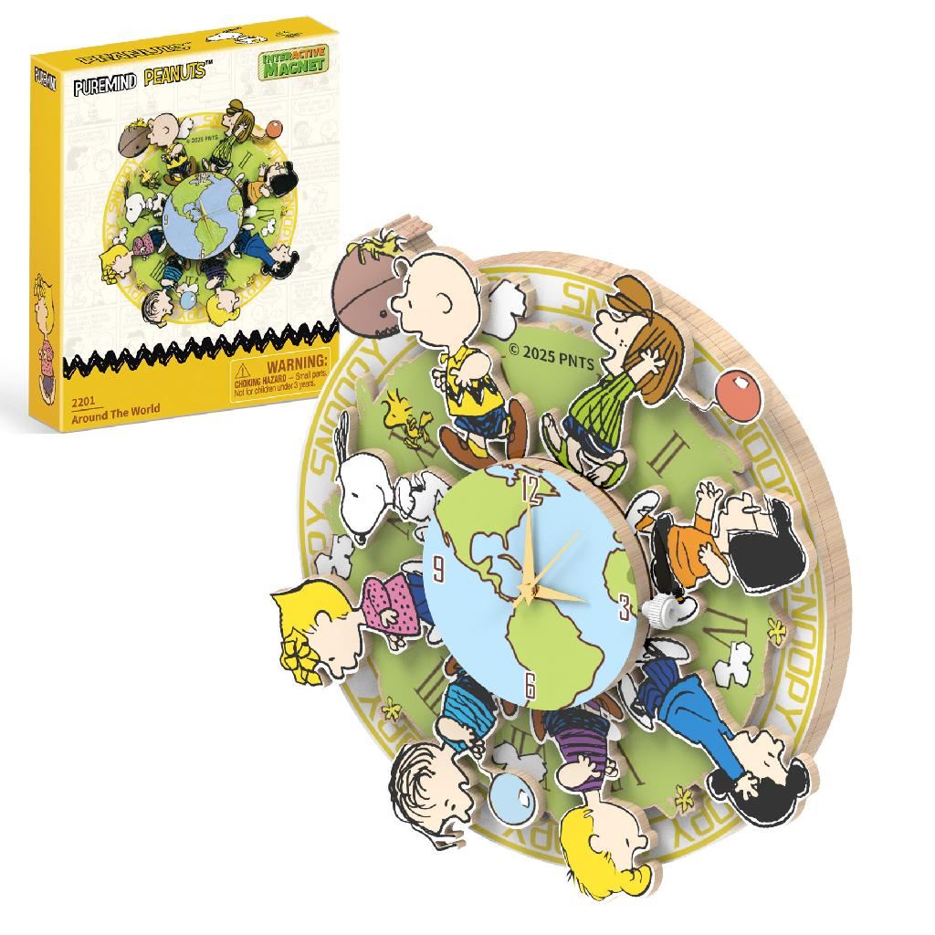 Puremind Peanuts™ Magnetic Around The World Wooden Clock