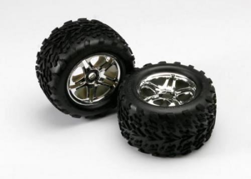 Traxxas Tires & Wheels, Split Spoke Chrome W/Talon Tires(Use W/17mm)