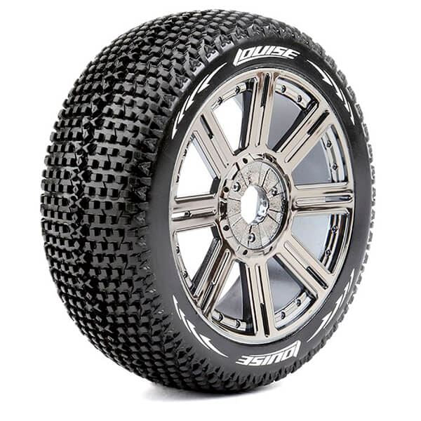 LOUISE RC B-TURBO 1/8 FR/RR SUPER SOFT HEX 17MM SPOKE/BLAC