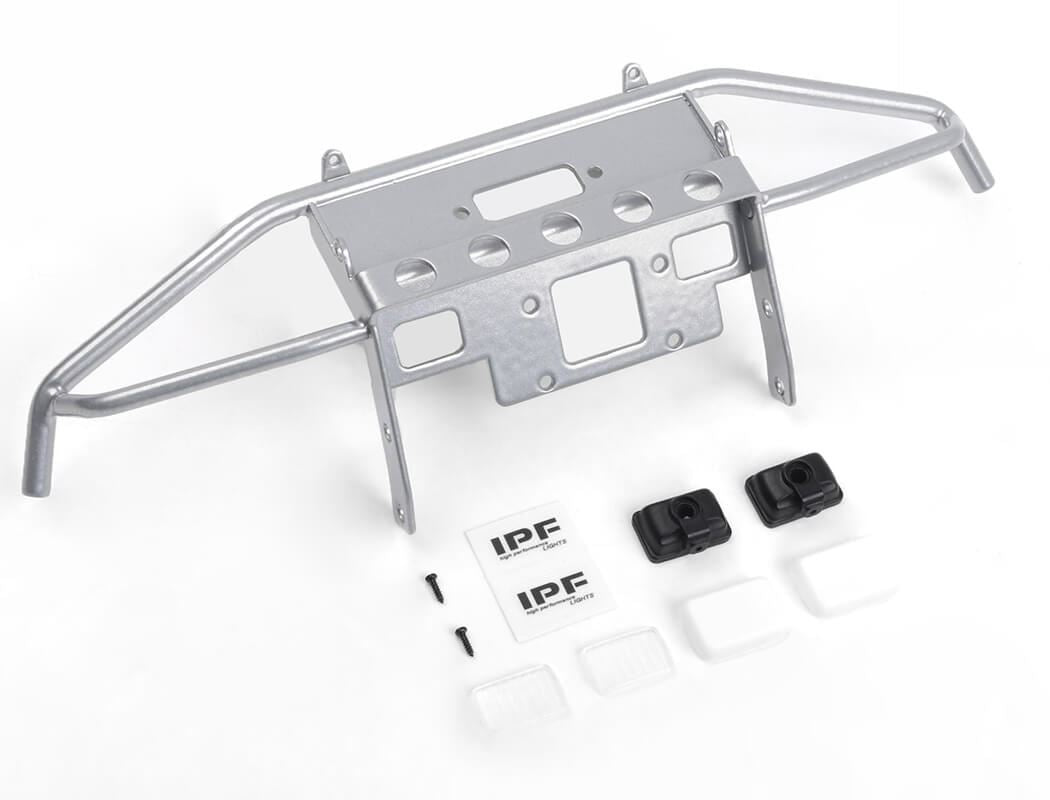 RC4WD GUARDIAN STEEL FRONT WINCH BUMPER W/IPF LIGHTS FOR AXIAL 1/10 SCX10 II UMG10 (SILVER)