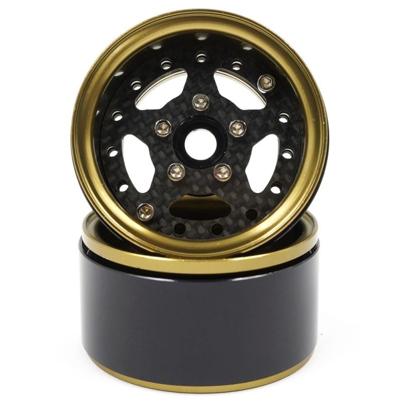 Yeah Racing 1.9 Aluminum CNC 5 Spoke w/ Graphite Beadlock Rim 2pcs Gold Titanium