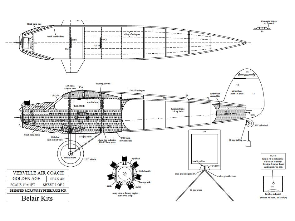 BAIR Verville Air Coach 40in electric scale kit