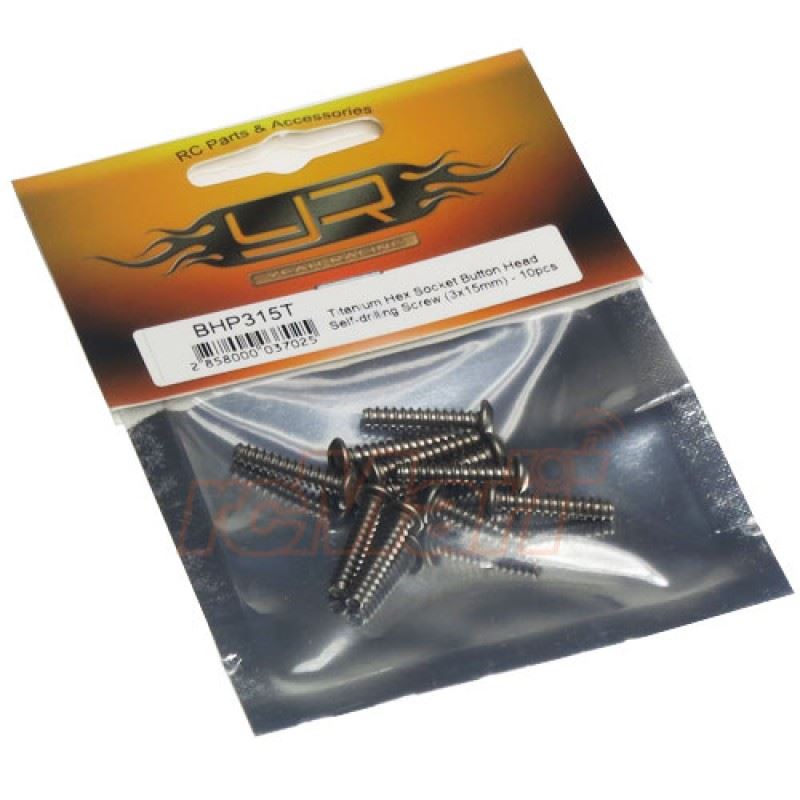 Yeah Racing Titanium Hex Socket Button Head Self-drilling Screws M3 x 15mm 10pcs