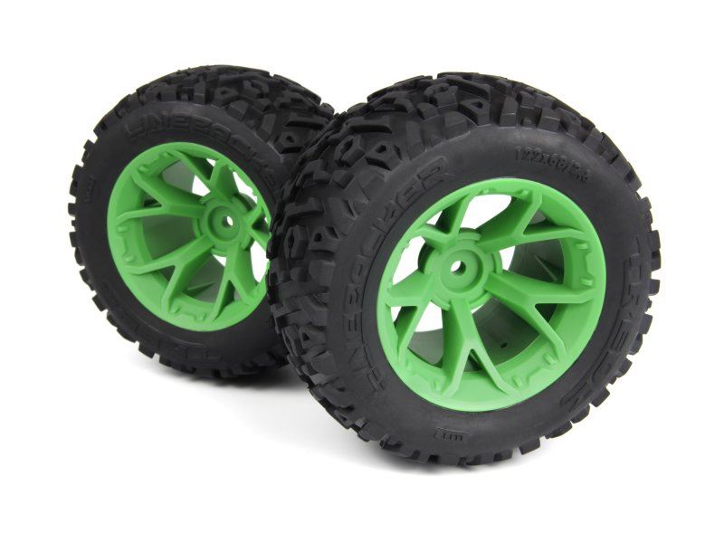 Mounted Linebacker Tire On Mt Wheel (Green/2Pcs)