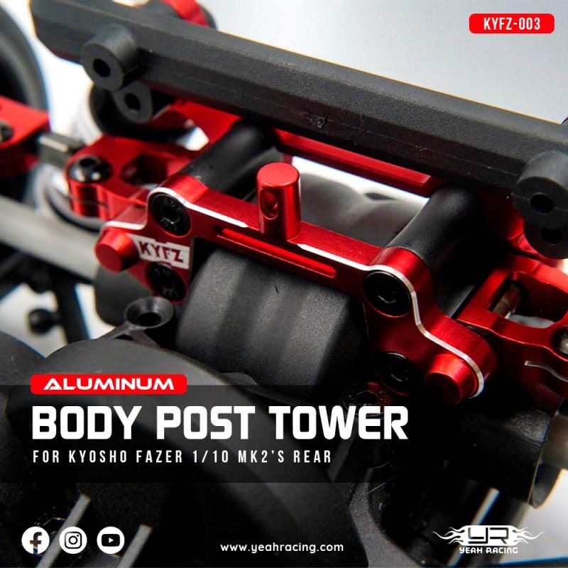 Yeah Racing Aluminum Rear Body Post Tower For Kyosho 1/10 Fazer Mk2