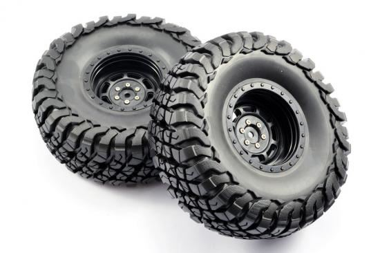 FTX MAULER 2.2" ALL TERRAIN TYRES PRE-GLUED ON BLACK WHEELS