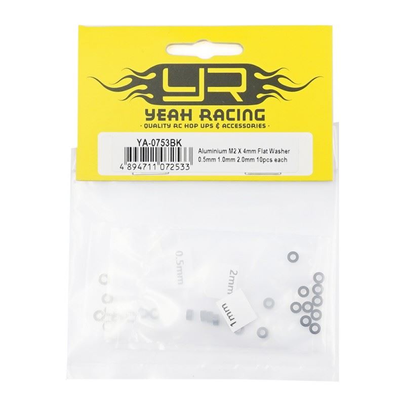 Yeah Racing Aluminium M2 X 4Mm Flat Washer 0.5Mm 1.0Mm 2.0Mm 10Pcs Each