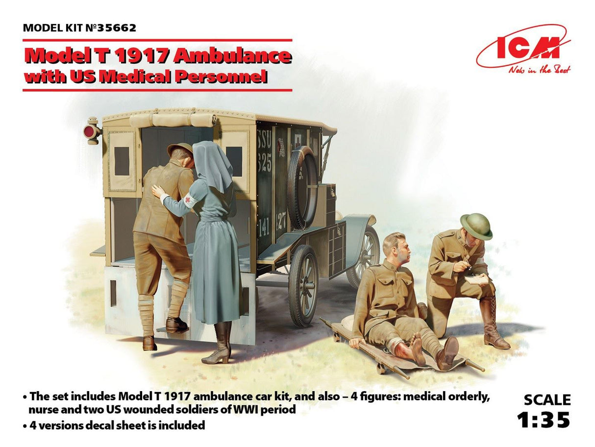 Icm Model T 1917 Ambulance With Us Medical Personnel