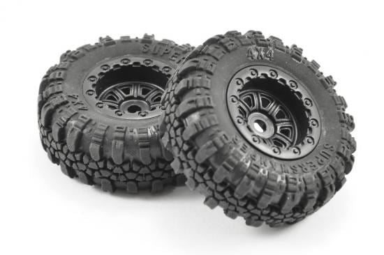 FTX OUTBACK MINI SWAMPER TIRE & WHEEL SET - BLACK (4PC)