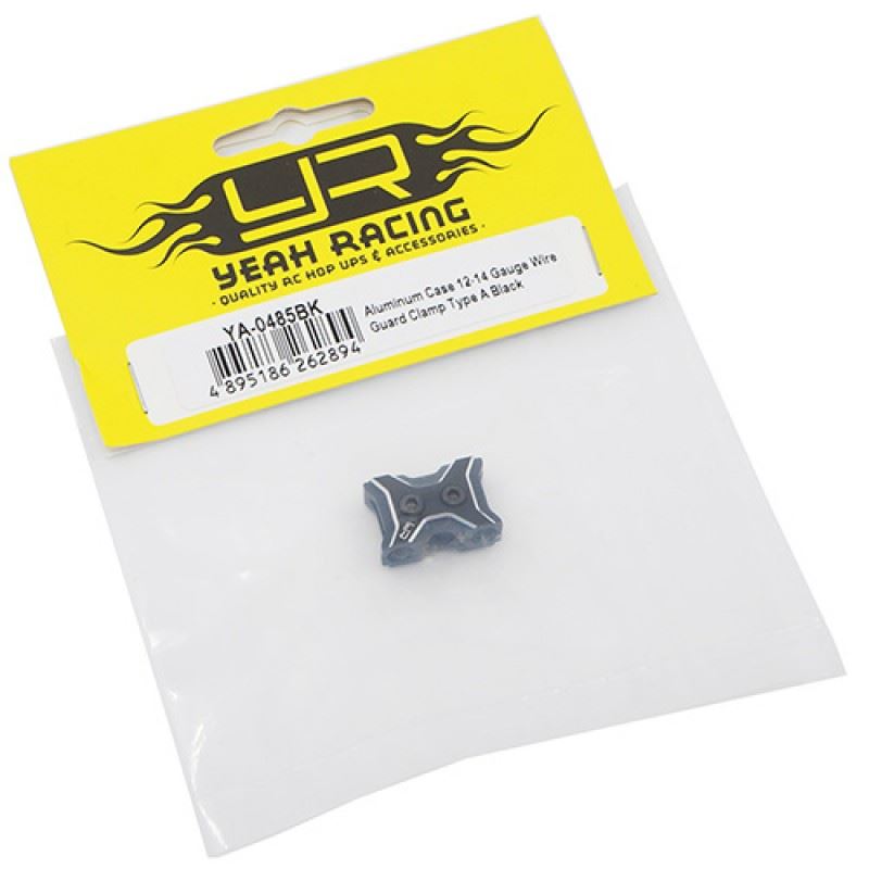 Yeah Racing Aluminum Case 12-14 Gauge Wire Guard Clamp Type A Black