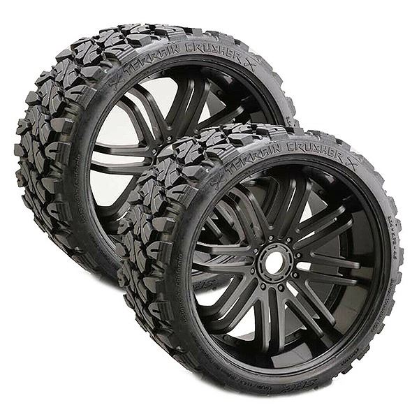 Sweep Terrain Crusher Belted T Yre Black 17mm Wheels 1/2 Offs
