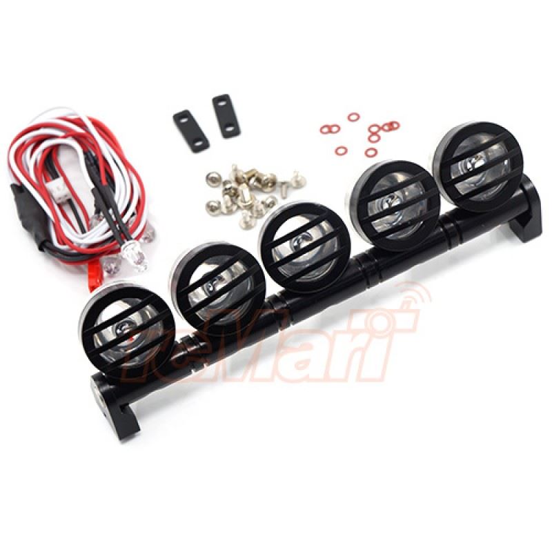 Yeah Racing 1/10 Aluminum Roof 5 White LED Light Set Black For RC Truck Crawler